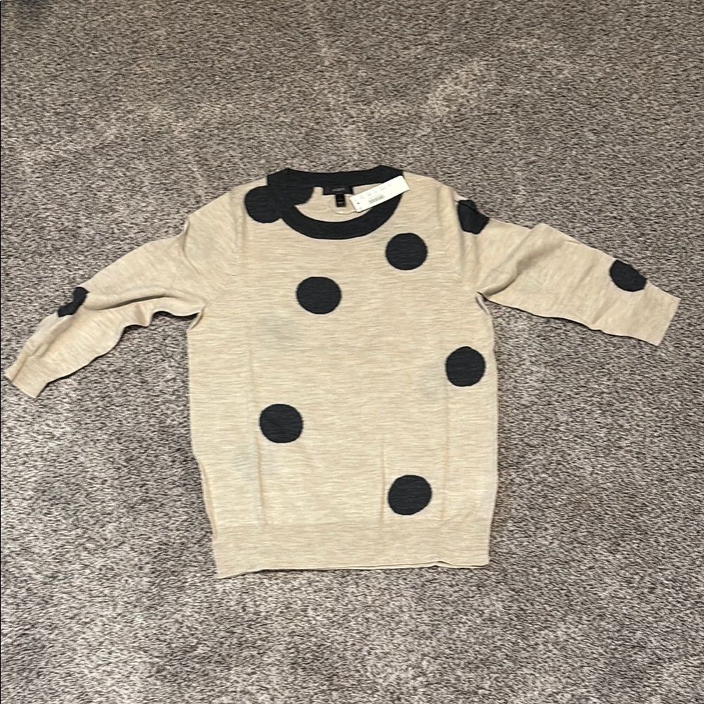 Women’s Beige and Black Polka Dot Sweater
